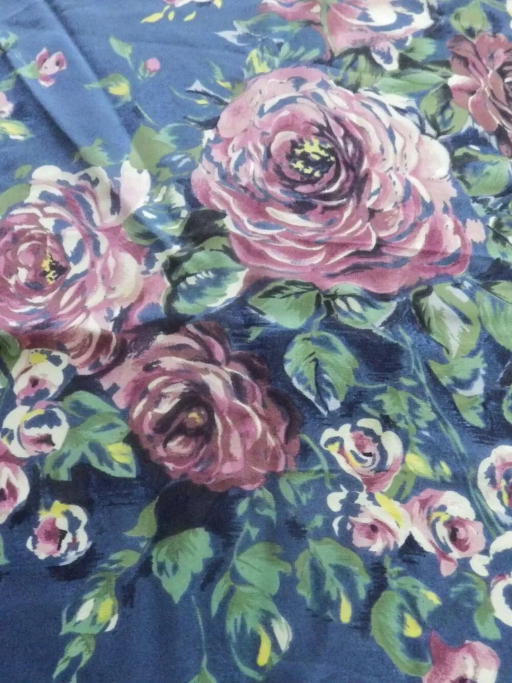 Vintage Laura Ashley Silk Scarf/ Navy Floral/ Signed